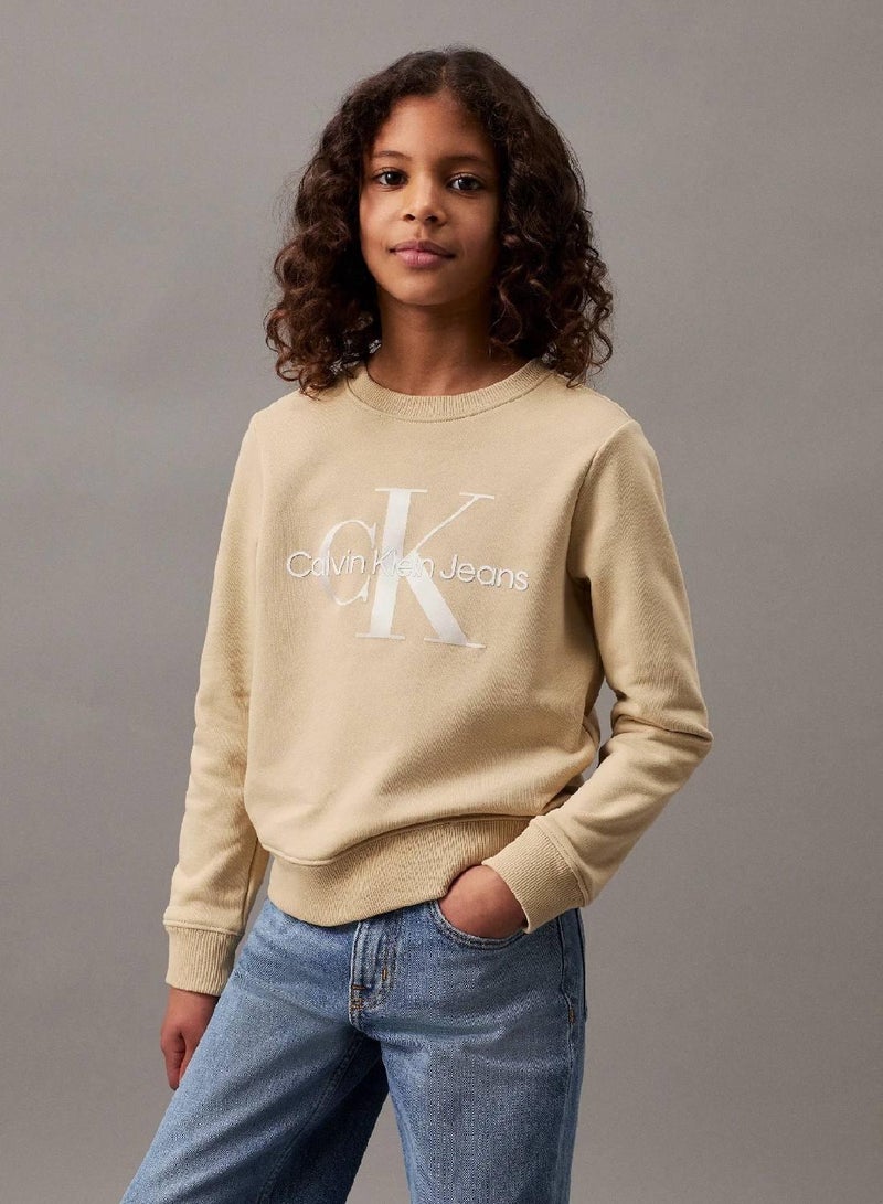 كالفن كلاين جينز سويت شيرت للجنسين مزين بشعار العلامة التجارية - Image 1
