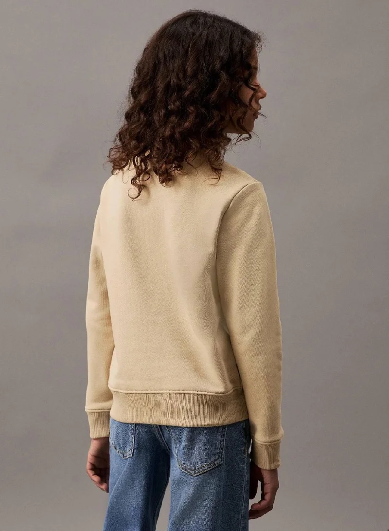 كالفن كلاين جينز سويت شيرت للجنسين مزين بشعار العلامة التجارية