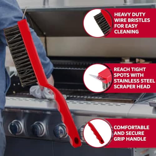 Chef-Master Chef Master Grill Brush & Scraper, Heavy Duty Plastic Handheld Grill Cleaning Brush, Scraper Head with Tough Wire Bristles Grill Brush for Grill Grates, Outdoor BBQ Grill & Grilling Accesories - 90044 - Image 3