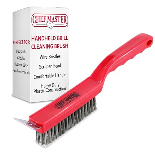 Chef-Master Chef Master Grill Brush & Scraper, Heavy Duty Plastic Handheld Grill Cleaning Brush, Scraper Head with Tough Wire Bristles Grill Brush for Grill Grates, Outdoor BBQ Grill & Grilling Accesories - 90044 - Image 1