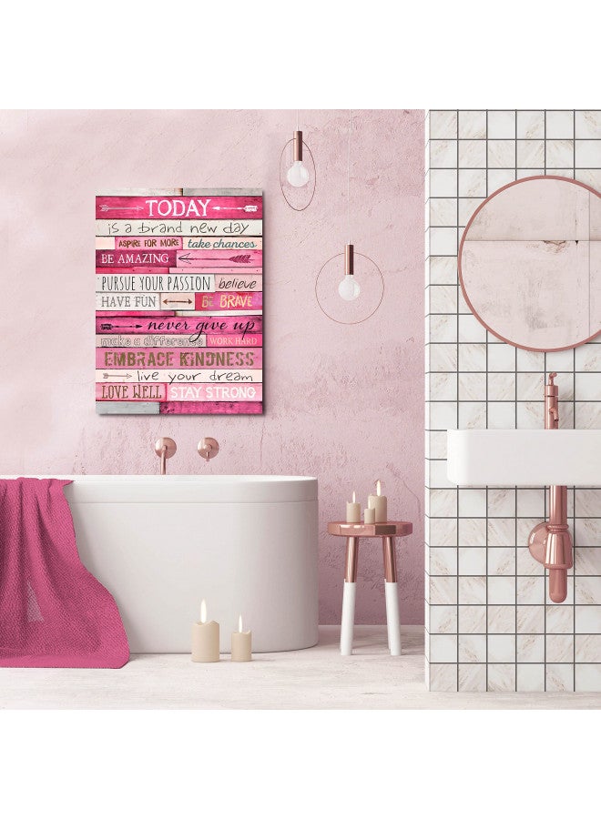 THRLVEART Pink Inspirational Wall Art - Office Wall Decor For Women - Motivational Posters For Teens - Stretched and Framed Ready to Hang Size 24" W x 16" H - Image 3