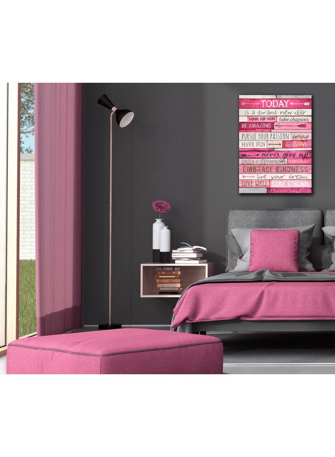THRLVEART Pink Inspirational Wall Art - Office Wall Decor For Women - Motivational Posters For Teens - Stretched and Framed Ready to Hang Size 24" W x 16" H - Image 4