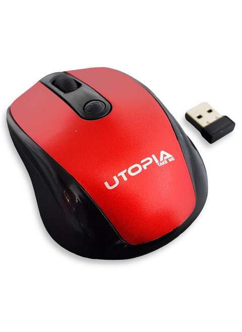 ماوس ألعاب لاسلكي 4 أزرار، 1600 دي بي آي - أحمر U-101