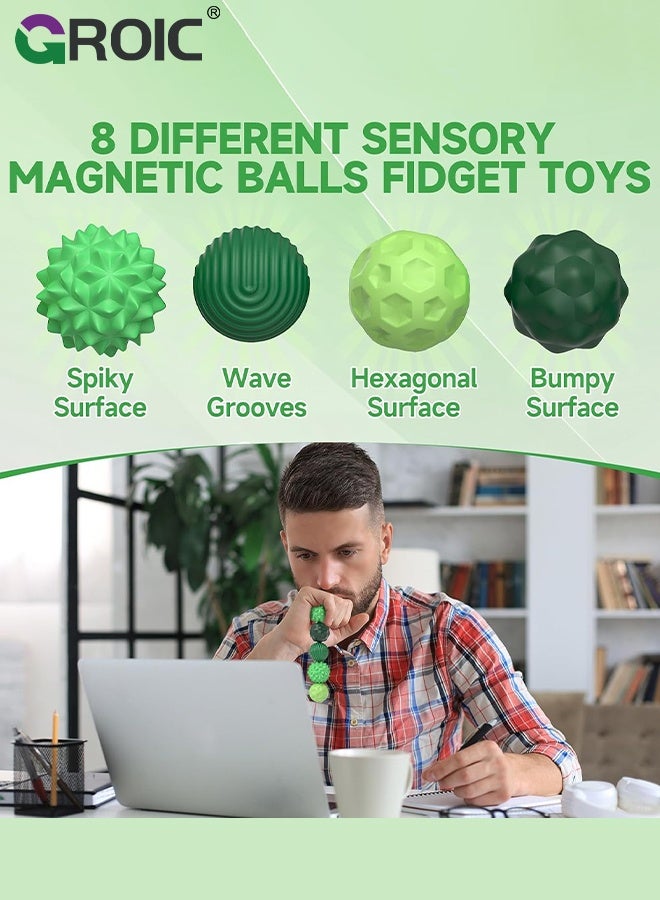GROIC 8 Pcs Silicone Magnetic Balls, Magnetic Balls Fidget Toy for Adults & Teens, Sensory Toy for Fingers Hands, Quiet Office Desk Toys with Textures, Magnet Fidget Fun Gift - Image 5