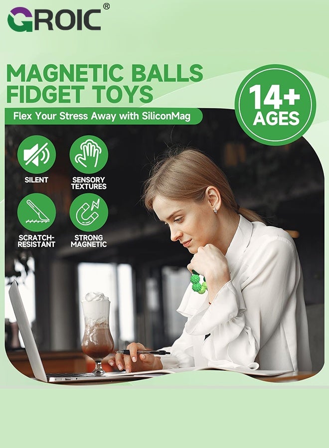 GROIC 8 Pcs Silicone Magnetic Balls, Magnetic Balls Fidget Toy for Adults & Teens, Sensory Toy for Fingers Hands, Quiet Office Desk Toys with Textures, Magnet Fidget Fun Gift - Image 3