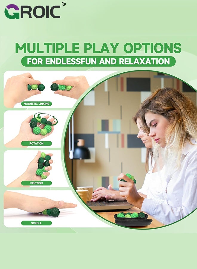 GROIC 8 Pcs Silicone Magnetic Balls, Magnetic Balls Fidget Toy for Adults & Teens, Sensory Toy for Fingers Hands, Quiet Office Desk Toys with Textures, Magnet Fidget Fun Gift - Image 4