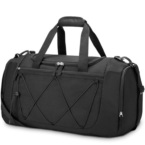 Vorspack Gym Bag for Men - 21 Inches Duffle Bag for Travel Lightweight Duffel Bag with Shoe Compartment Personal Item Travel Bag Weekender Bag for Travel Sports Gym - Black - Image 1