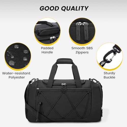 Vorspack Gym Bag for Men - 21 Inches Duffle Bag for Travel Lightweight Duffel Bag with Shoe Compartment Personal Item Travel Bag Weekender Bag for Travel Sports Gym - Black - Image 5