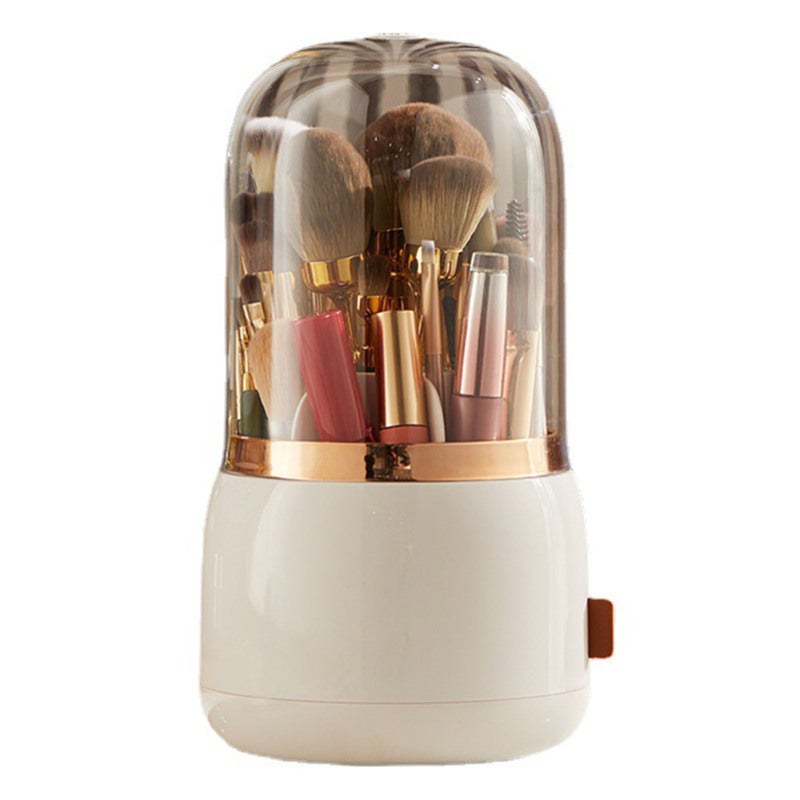 Makeup Brush Holder Multifunctional Brush Organizer Home Rotating Dustproof Cosmetic Make Up Brushes Container White - Image 1