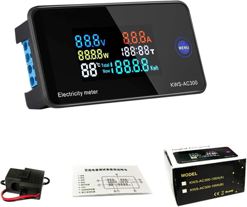 Compact Digital Multimeter LCD Display Ammeter Voltmeter Power Energy Panel Meter 100a - Image 1