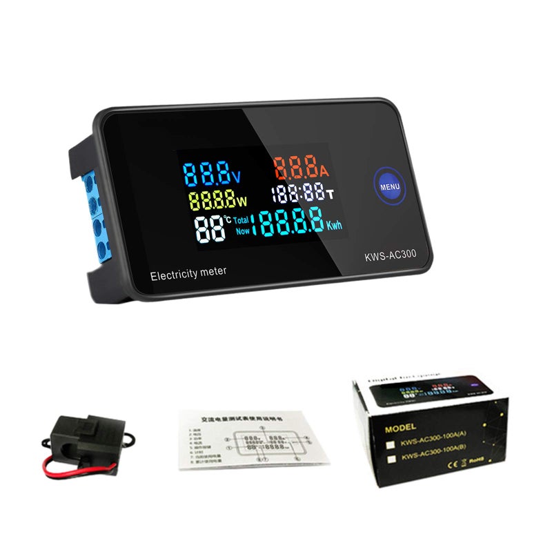 Compact Digital Multimeter LCD Display Ammeter Voltmeter Power Energy Panel Meter 100a - Image 2