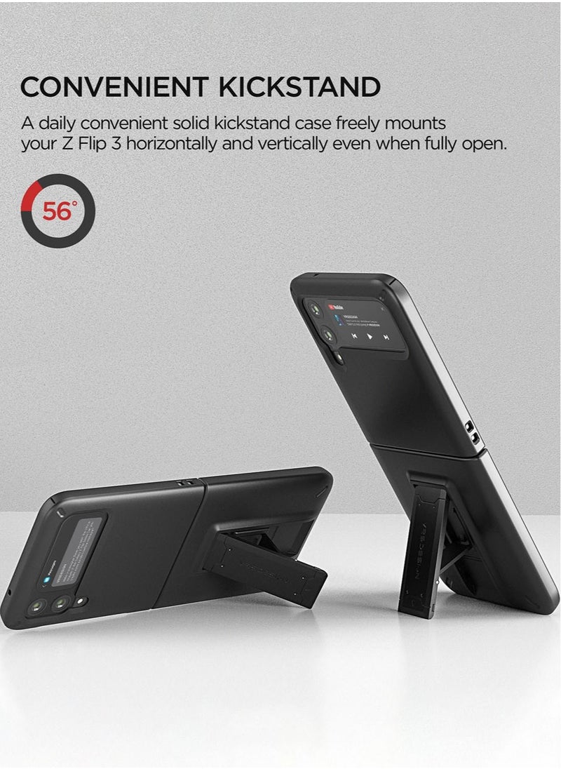 VRS Design QuickStand Modern Protective Case for Samsung Galaxy Z Flip 3 5G (2021) with Kickstand - Matte Black  - Image 2