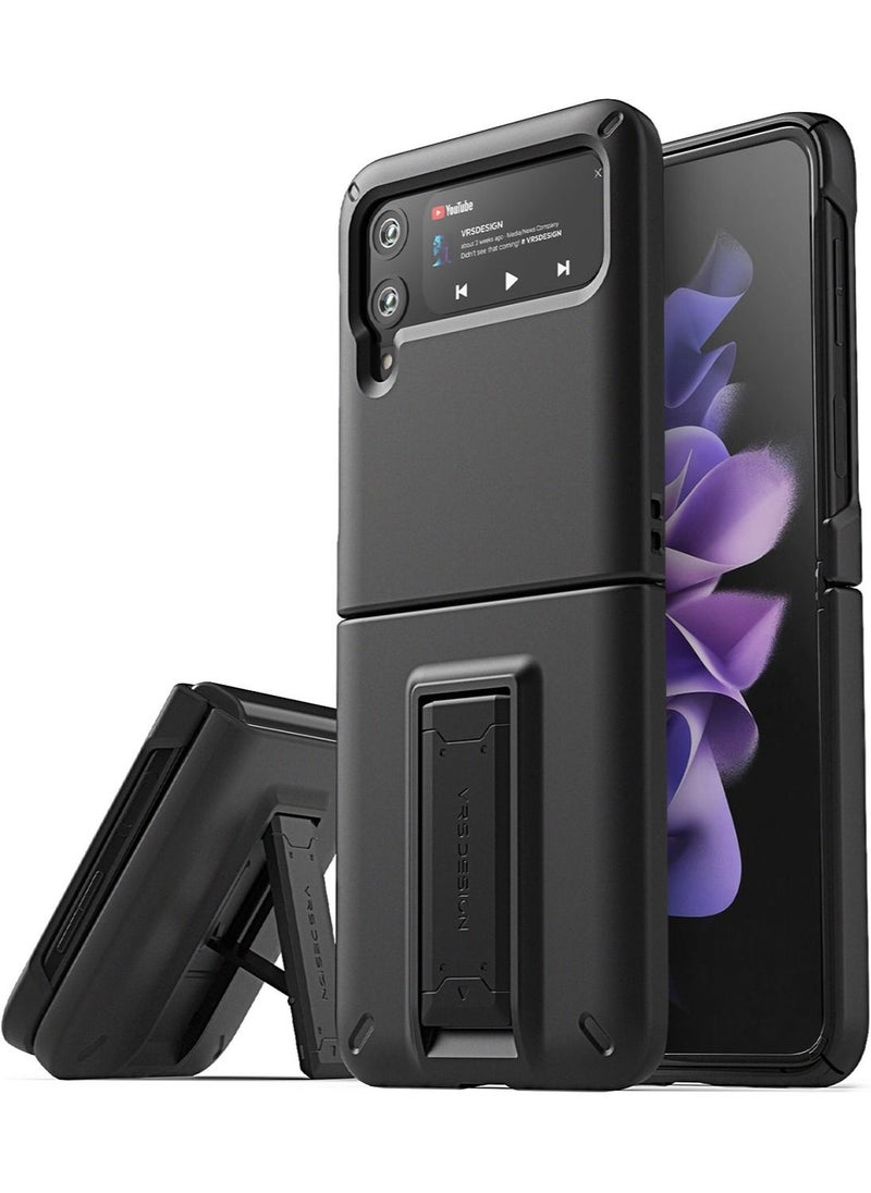 VRS Design QuickStand Modern Protective Case for Samsung Galaxy Z Flip 3 5G (2021) with Kickstand - Matte Black  - Image 1
