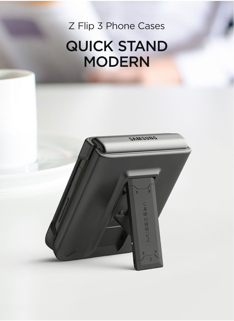 QuickStand Modern Protective Case for Samsung Galaxy Z Flip 3 5G (2021) with Kickstand - Matte Black