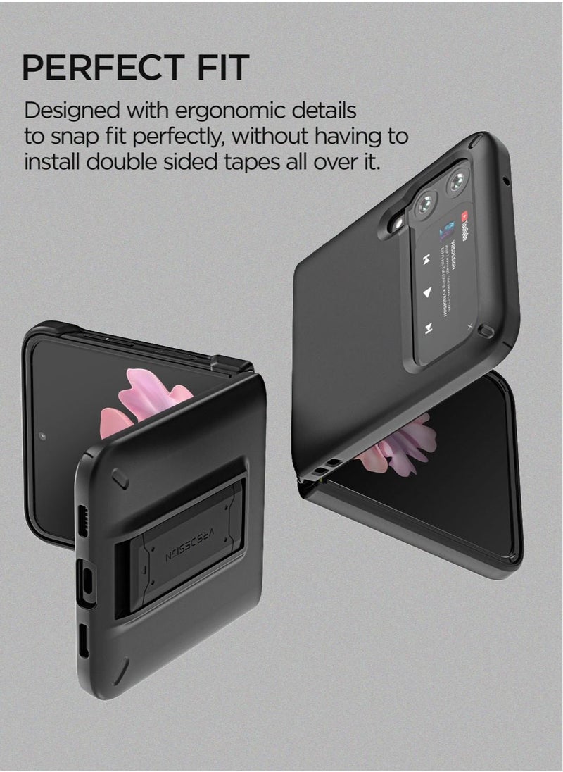 VRS Design QuickStand Modern Protective Case for Samsung Galaxy Z Flip 3 5G (2021) with Kickstand - Matte Black  - Image 3