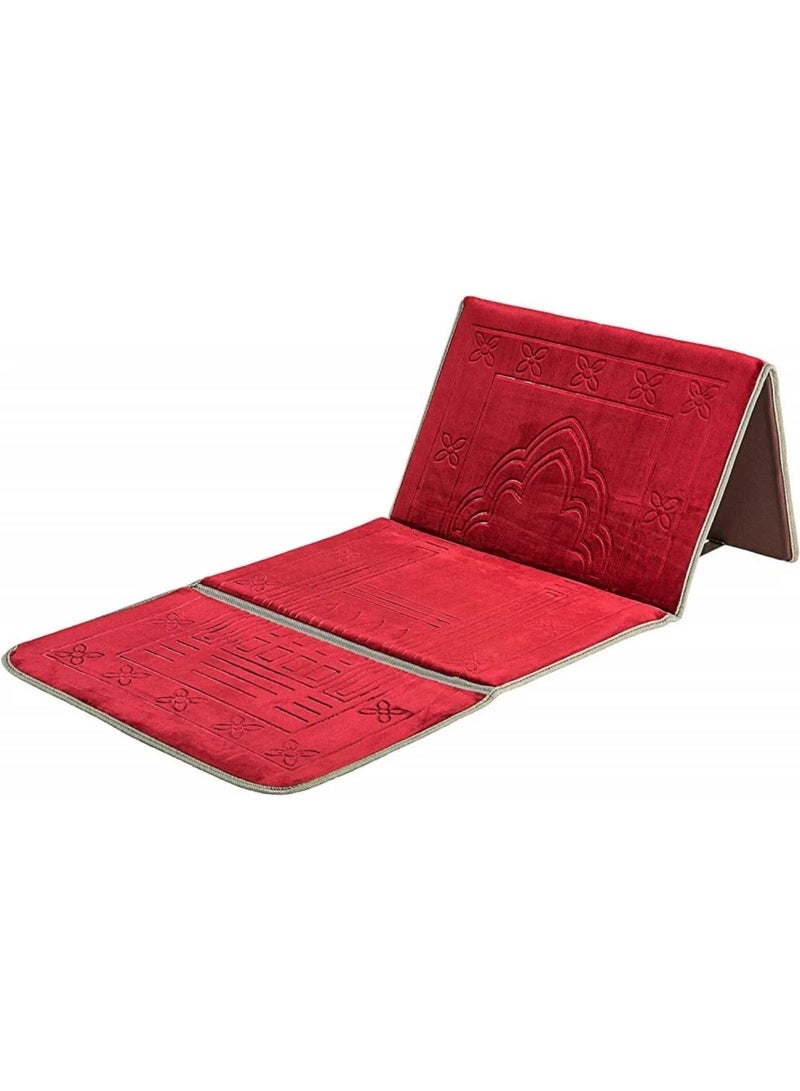Padded, foldable prayer mat with backrest and carrying pocket - Image 1