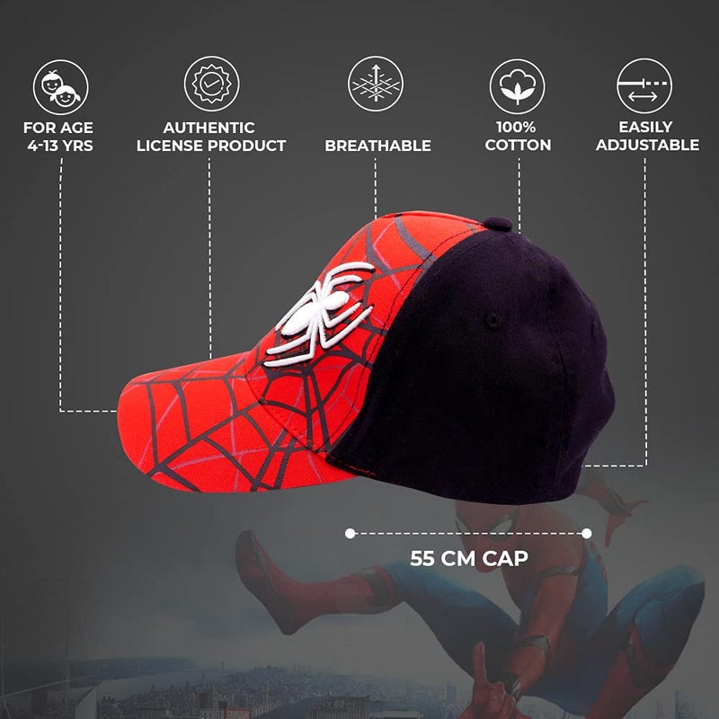 Marvel Spiderman Hat for Boys, Breathable Spiderman Baseball Cap for Toddlers, Boys Ages 3-9 - Image 4