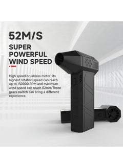 XIPH Jet Dry Mini Blower, 130000 RPM Portable Mini Jet Blower, Super Jet Fan Adjustable Speeds and Rechargeable, Cordless Jet Blower Car Dryer with Large Battery, and Type-C Fast Charging  - Image 4