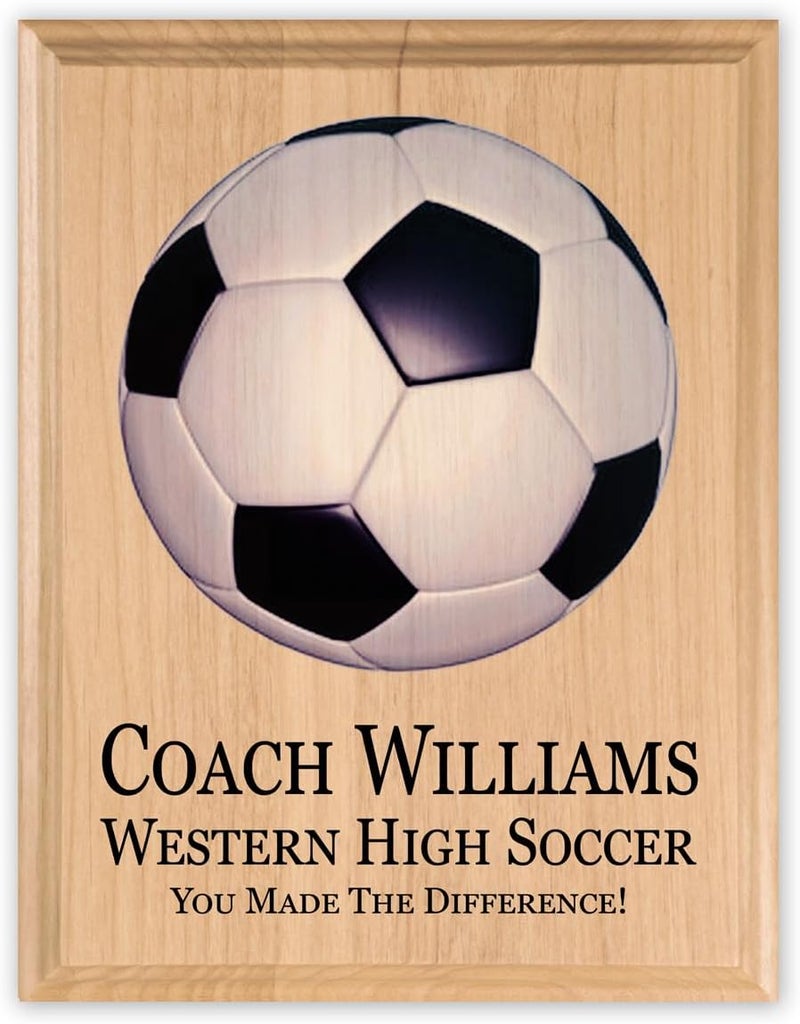 Broad Bay Soccer Coach Gift Plaque SIGNABLE PERSONALIZED - Team Coaches Recognition Award Trophy For Signatures & Thank You Notes - Solid Wood - 8.5in x 11in x .75in (Soccer Coach) - Image 2