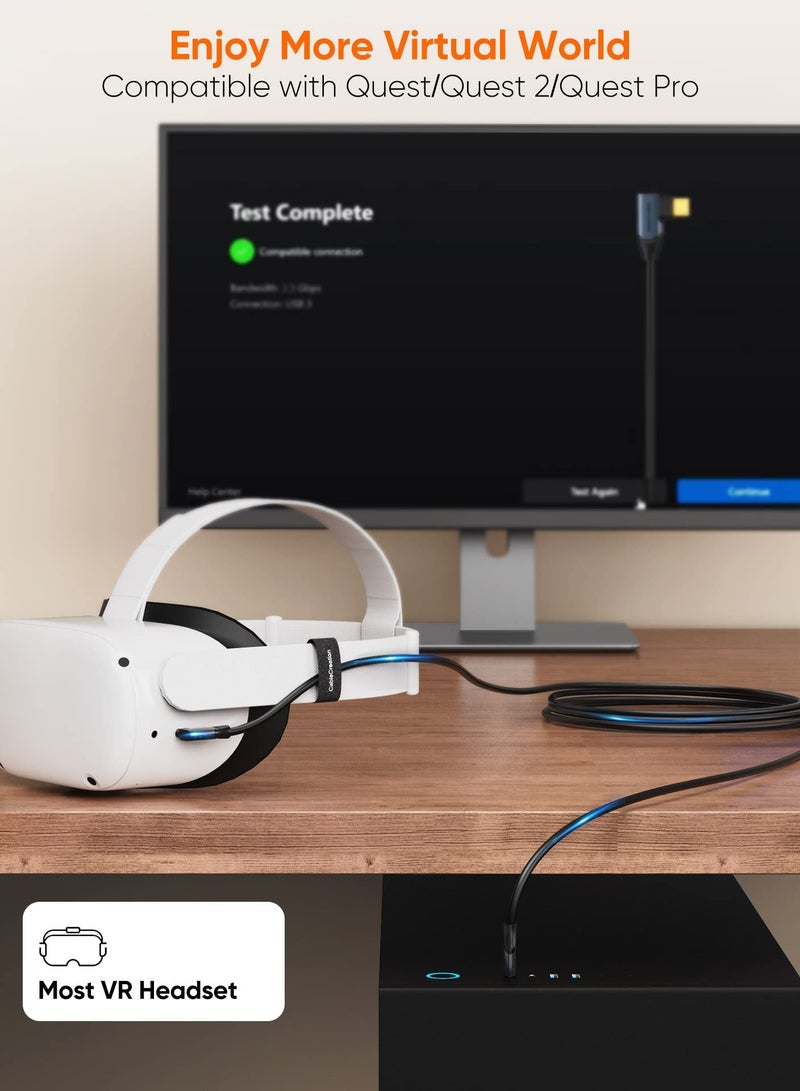 CableCreation 16ft Link Vr Cable Compatible With Meta Quest Pro Quest2 Pico4 and More Vr Headset 5gbps Usb C to C High Speed Cable Vr Headsets Accessories Gaming Pc Link Cable 5 Meters - Image 5