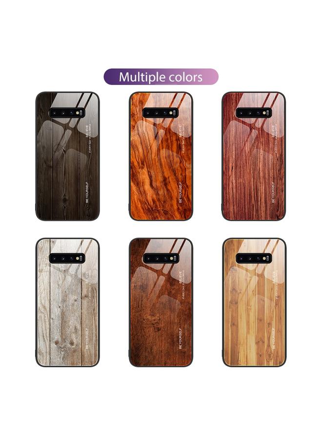 S-TOP Case For Samsung Galaxy S10+ Wood Grain Glass Protective Phone Case - Image 2