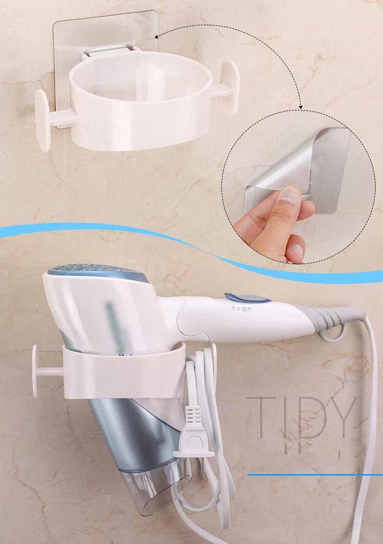 TGOPIT Hair Dryer Holder Wall Mounted Holder Station, Wall Hanging Hairdryer Stand, Hair Styling Tool Storage Organizer, Adhesive Hair Dryer Stand, Hair Dryer Rack for Bathroom - Image 5