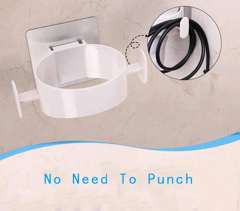 TGOPIT Hair Dryer Holder Wall Mounted Holder Station, Wall Hanging Hairdryer Stand, Hair Styling Tool Storage Organizer, Adhesive Hair Dryer Stand, Hair Dryer Rack for Bathroom - Image 3