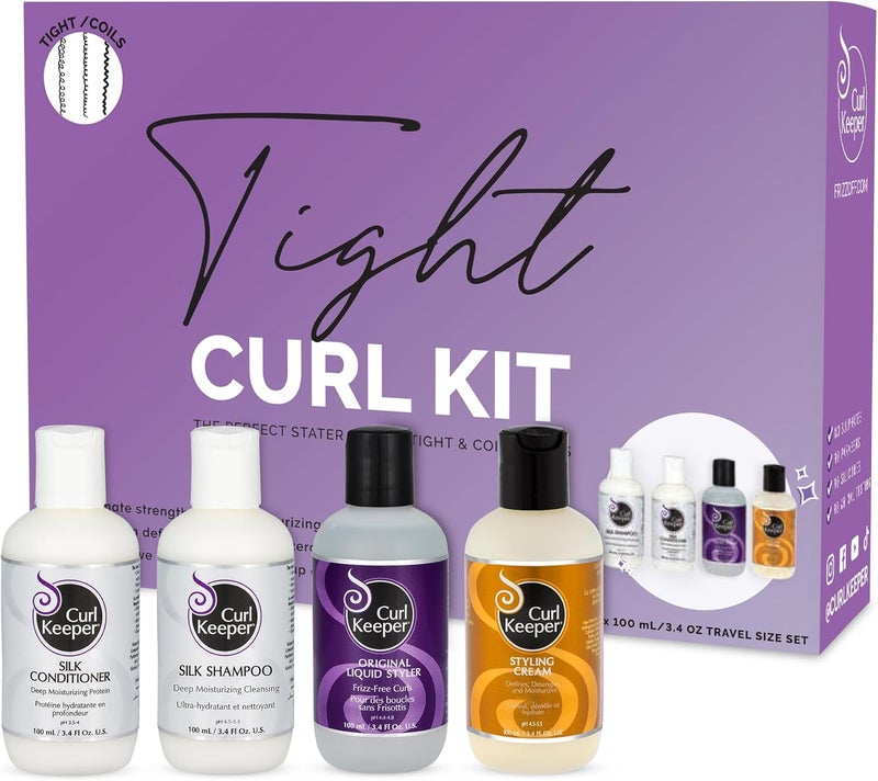 Curl Keeper Tight Curl Starter Kit - 4 Travel Size Products for Frizz-Free Curls - Image 1