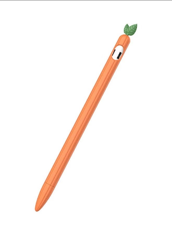 Carrot Cartoon Silicone Sleeve Case Cover With Apple Pencil 1st Generation Orange 