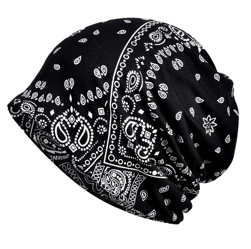 Qunson Women's Printed Baggy Slouchy Beanie Chemo Hat Cap Pack of 2 - Image 2