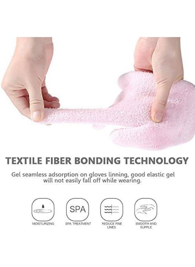 Pair Gel Spa Gloves Moisturizing Gloves for Dry Hand Treatments, Cotton Hand Lotion Gloves Night Moisture Gloves, Silicone Glove to Soften Dry Cracked Skin (Pink) - Image 2