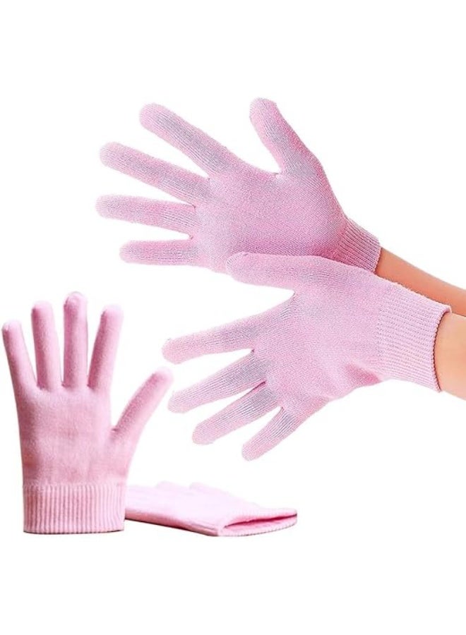 Pair Gel Spa Gloves Moisturizing Gloves for Dry Hand Treatments, Cotton Hand Lotion Gloves Night Moisture Gloves, Silicone Glove to Soften Dry Cracked Skin (Pink) - Image 4
