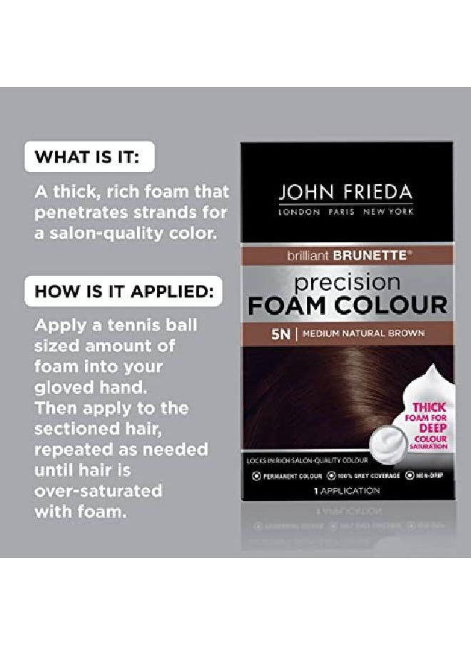 John Frieda - Precision Foam Color, Medium Natural Brown 5N, Fullcoverage Hair Color Kit, With Thick Foam For Deep Color Saturation - Image 1