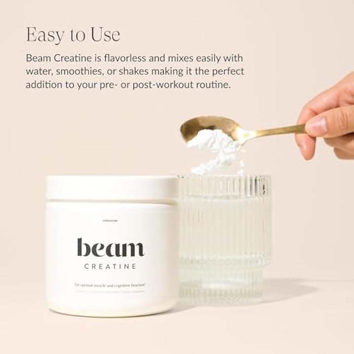 Beam Creatine Powder, Third Party Tested, Micronized Creatine Monohydrate Supplement, Creatine for Women and Men, Muscle Strength, Workout Recovery, Health and Wellness Gift, 30 Servings, Unflavored - Image 2