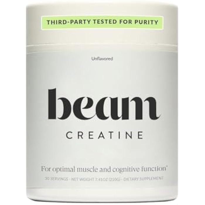 Beam Creatine Powder, Third Party Tested, Micronized Creatine Monohydrate Supplement, Creatine for Women and Men, Muscle Strength, Workout Recovery, Health and Wellness Gift, 30 Servings, Unflavored - Image 1