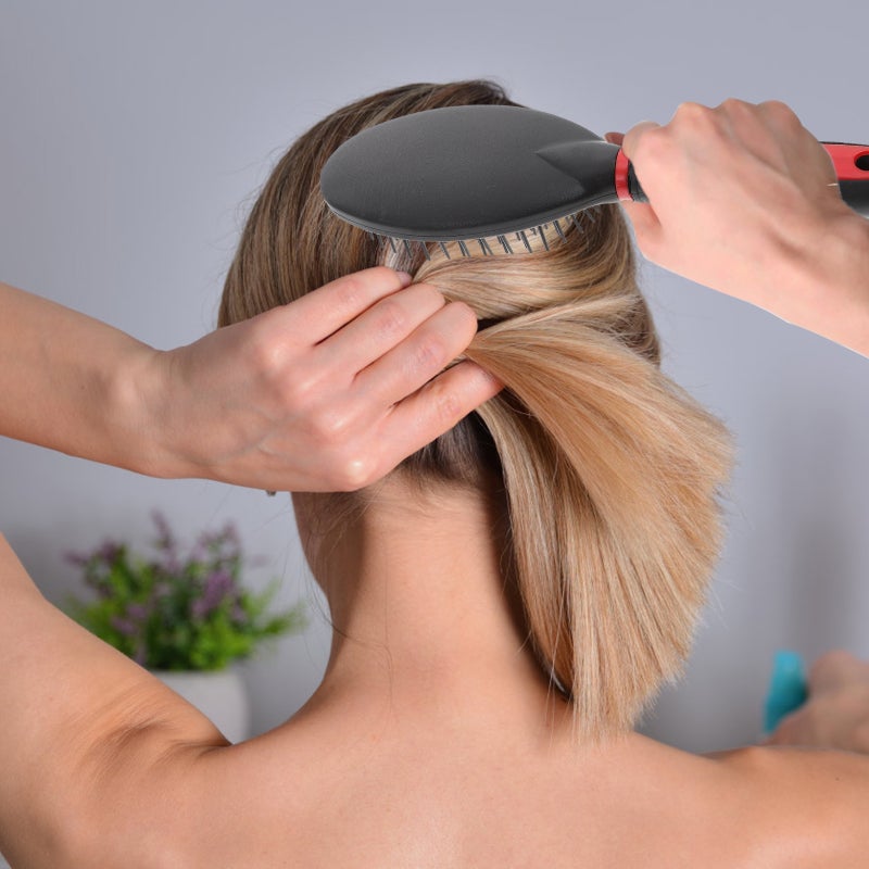 💄 طقم مشط ومرآة للحلاقة والاستخدام المنزلي باللون الأحمر لتدليك فروة الرأس وإزالة التشابك 2 طقم - Image 4