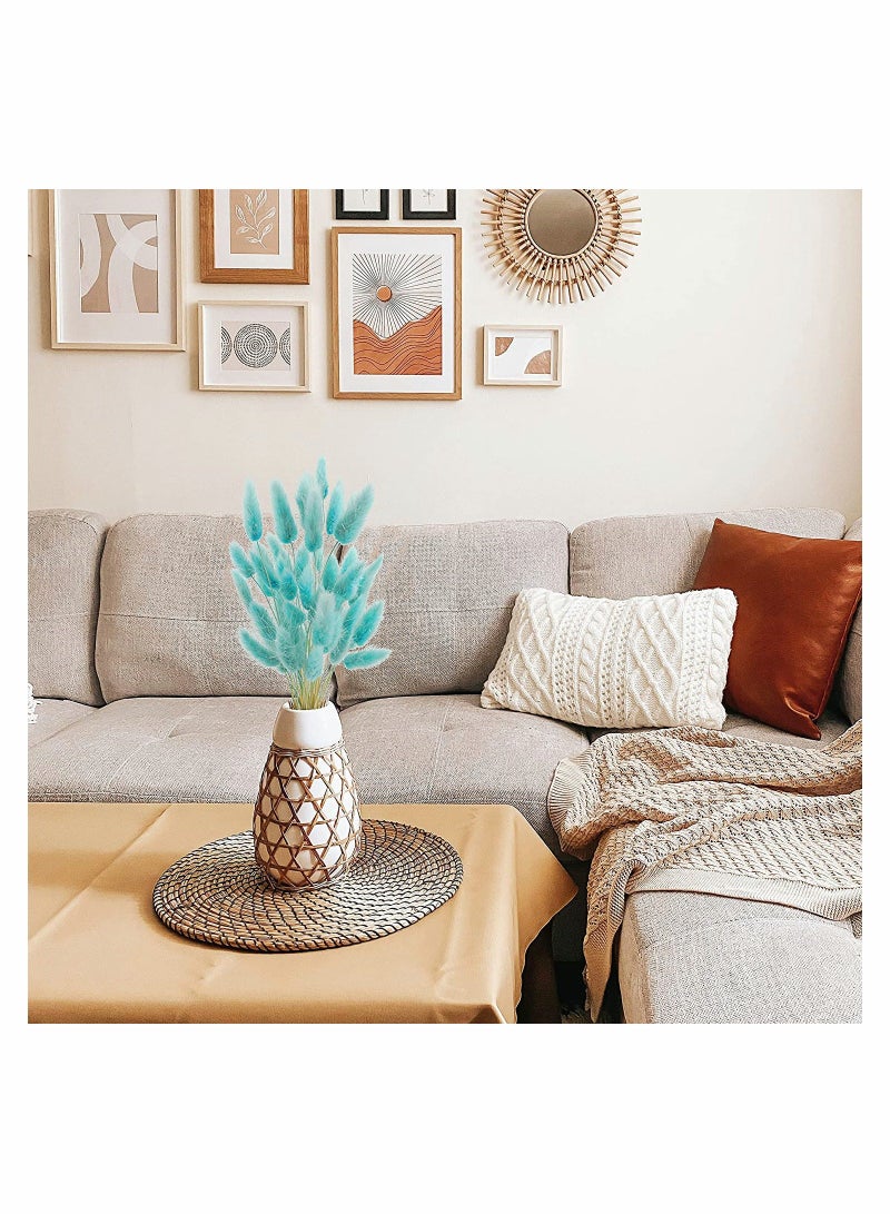 Natural Bunny Tails Dried Flowers, 70 Pcs Dried Lagurus Ovatus, Dried Pampas Grass Decor for Farmhouse Flower Arrangements Wedding Home Boho Party Decorations(Tiff Blue) - Image 4