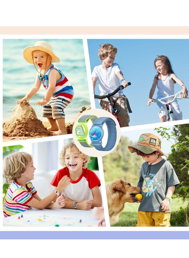 Innoshine Carton  Airtag Wristband Kids Airtag Bracelet for Kids, Apple Air Tag  Covers with Nylon Wristband, Waterproof full cover Airtag Trackers Case Cover Elastic Watch Band for Toddlers Girls Boys Elders - Image 2