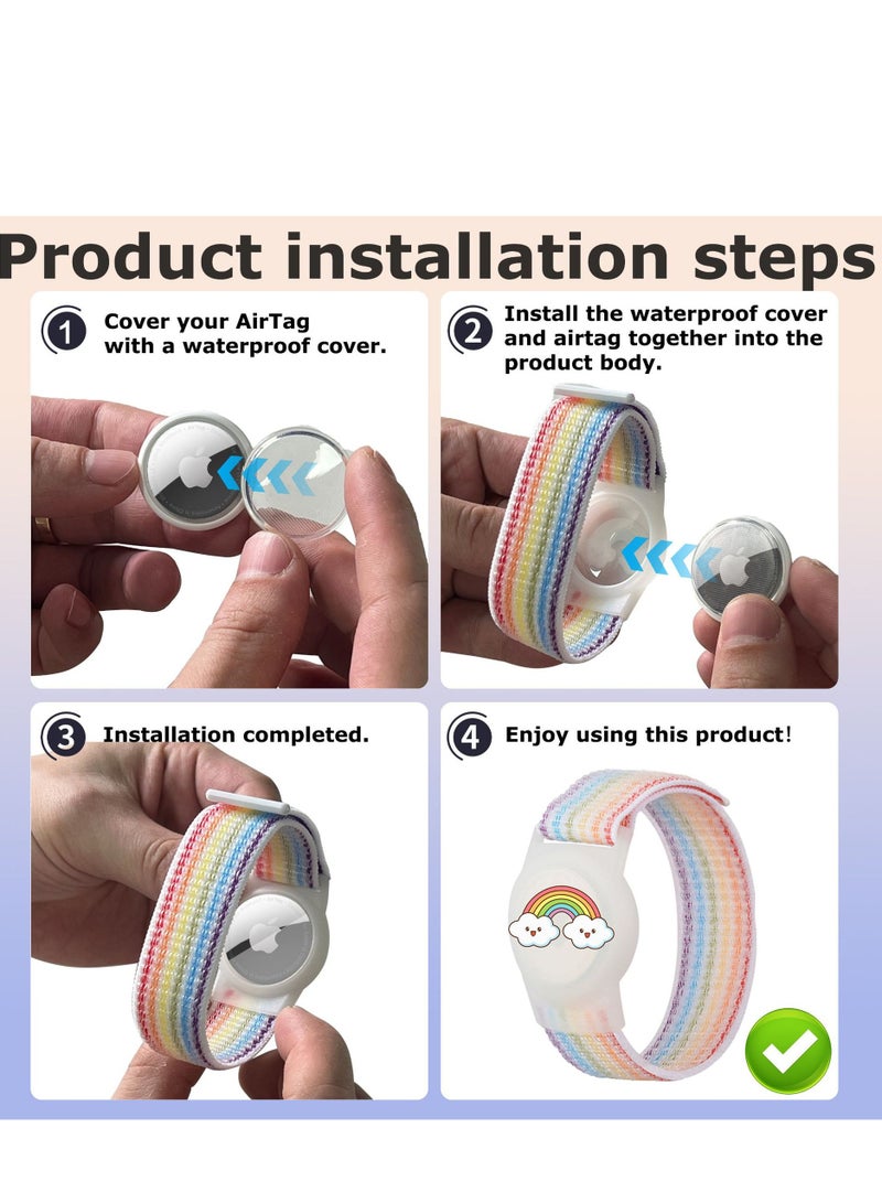 Innoshine Carton  Airtag Wristband Kids Airtag Bracelet for Kids, Apple Air Tag  Covers with Nylon Wristband, Waterproof full cover Airtag Trackers Case Cover Elastic Watch Band for Toddlers Girls Boys Elders - Image 4