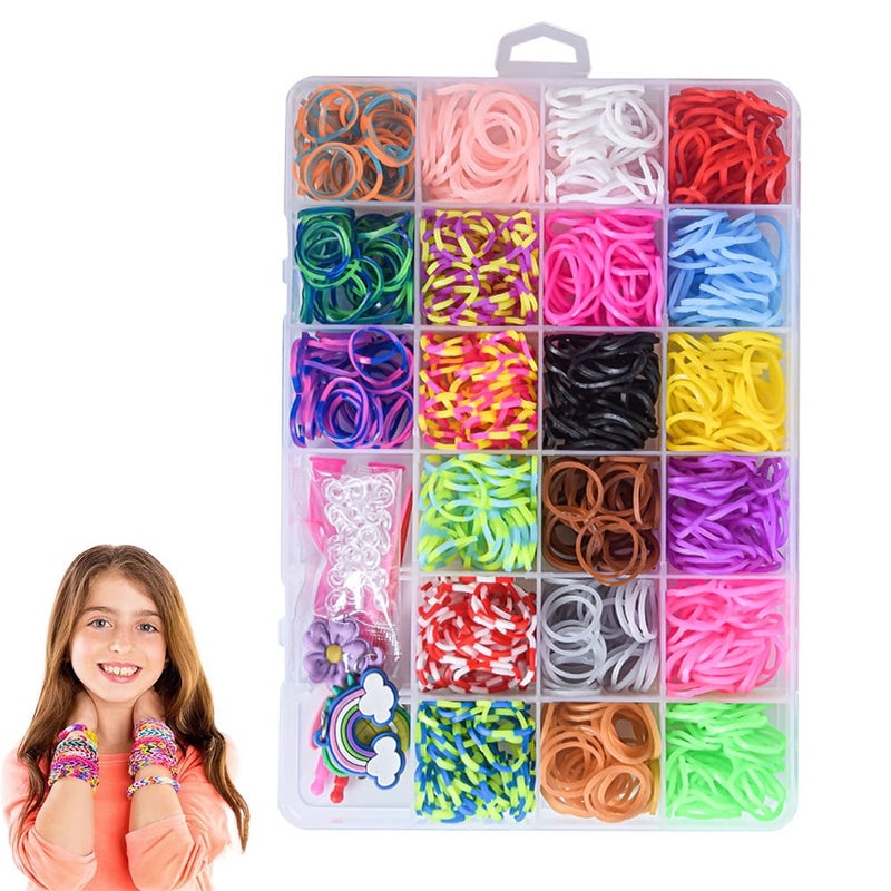 24-Grid rainbow rubber band, hand-woven DIY colored rubber band bracelet, children's jewelry educational toy set - Image 1