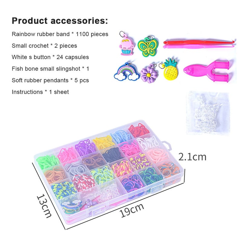 24-Grid rainbow rubber band, hand-woven DIY colored rubber band bracelet, children's jewelry educational toy set - Image 2