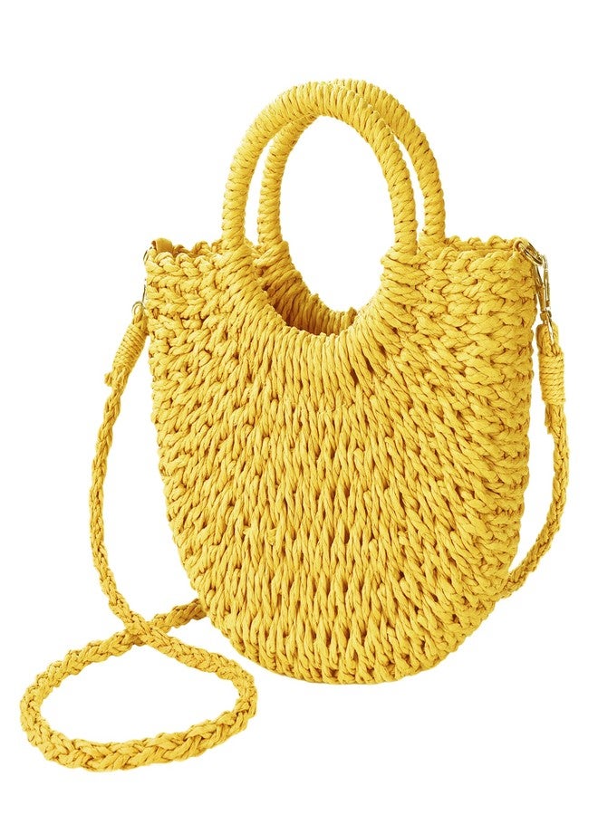 Youjaree Womens Straw Beach Bag Woven Crossbody Shoulder Bags Top Handle Satchel Handbag Purse for Summer (Yellow) - Image 1