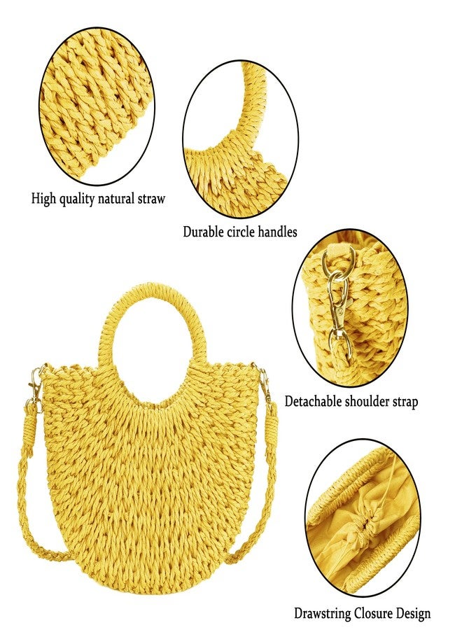 Youjaree Womens Straw Beach Bag Woven Crossbody Shoulder Bags Top Handle Satchel Handbag Purse for Summer (Yellow) - Image 4