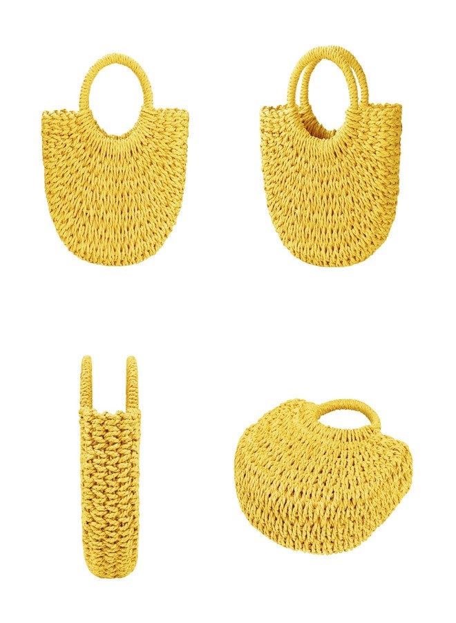 Youjaree Womens Straw Beach Bag Woven Crossbody Shoulder Bags Top Handle Satchel Handbag Purse for Summer (Yellow) - Image 3