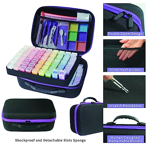 Douorgan Diamond Painting Storage Containers Diamond Painting Accessories and Tools Portable Organizer Shockproof Diamond Art Storage Case Jewelry Beads Storage Box 104 Square Jars - Image 3