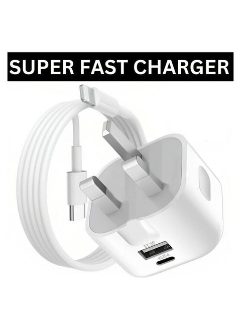20W USB-C PD Fast Charger & Cable for iPhone 14, 13, 12, 11 Pro, XR, XS