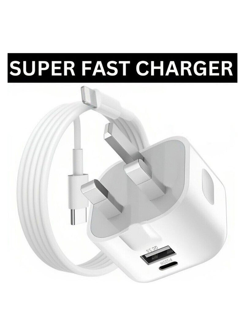 20W USB-C PD Fast Charger & Cable for iPhone 14, 13, 12, 11 Pro, XR, XS
