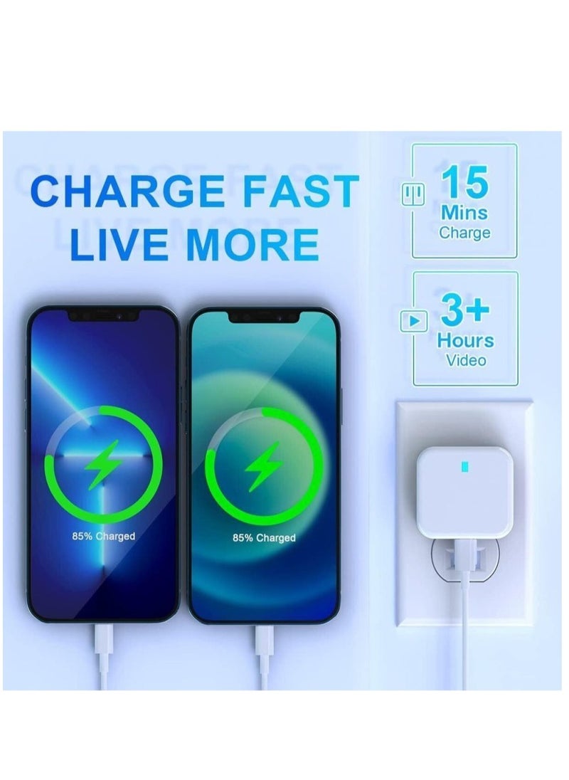 20W USB-C PD Fast Charger & Cable for iPhone 14, 13, 12, 11 Pro, XR, XS