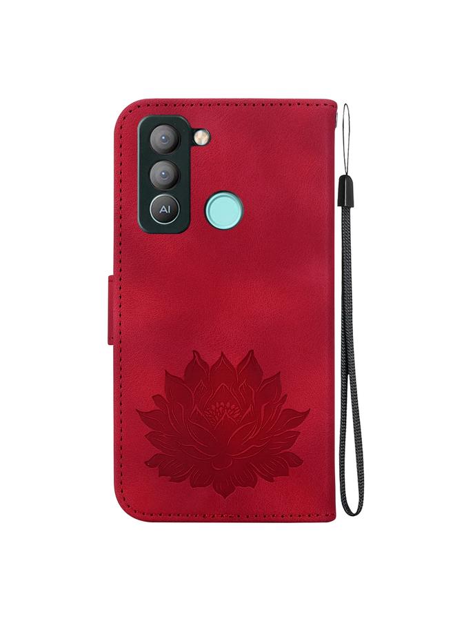 erorex Case For Tecno Pop 5 LTE Lotus Embossed Leather Phone Case  - Image 3