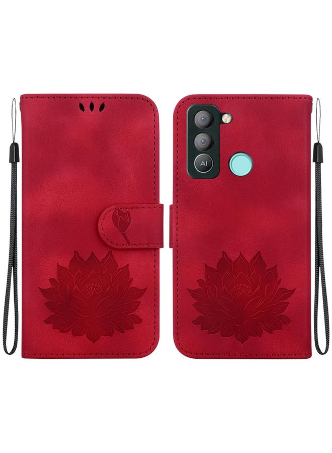 erorex Case For Tecno Pop 5 LTE Lotus Embossed Leather Phone Case  - Image 1